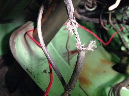 In process of striping out all wiring. Hoped to use over some but no way. This wire feeds the only breaker in the truck,